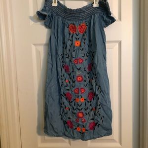 Strapless Floral Dress